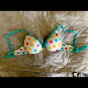 SO 34C multi-colored polka dot bra